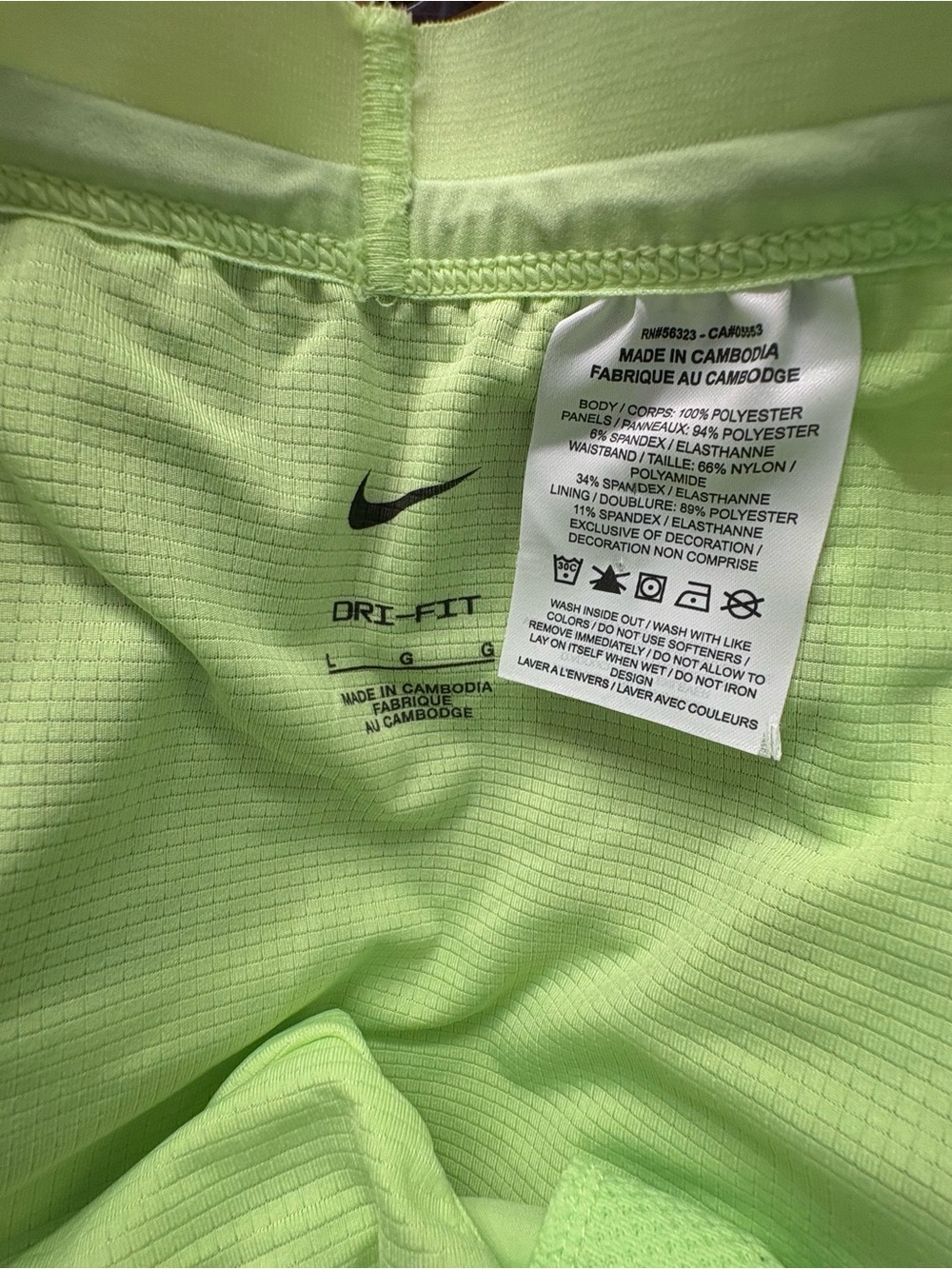 Nike Women's Neon Yellow Dri-FIT Running Shorts - Picture 6 of 6